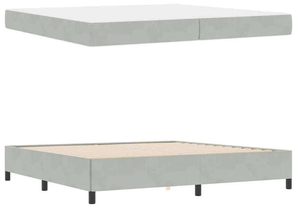 Ágykeret Világosszürke és szürke és fehér 200 x 200 cm Bársony