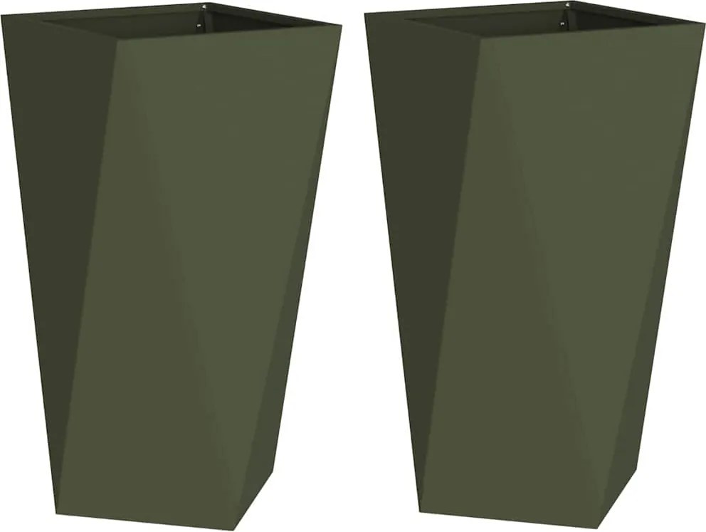 vidaXL Növénytartó 2 pcs Olajzöld 40 x 40 x 75 cm Acél