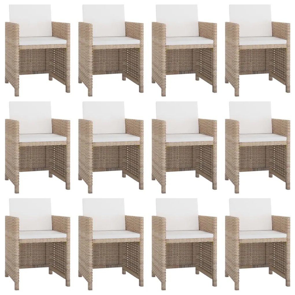 vidaXL 13 részes bézs polyrattan kültéri étkezőszett párnákkal