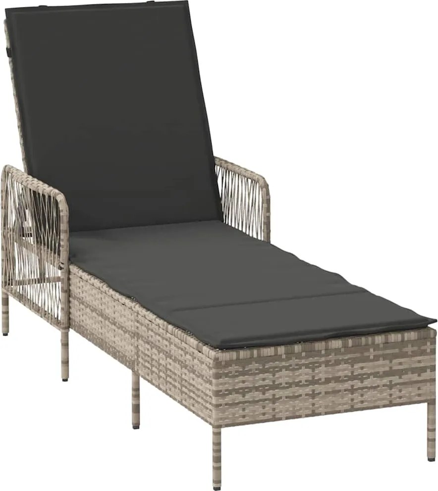 vidaXL Napozó Világosszürke és Sötétszürke 55 x 200 x 92 cm polirattan