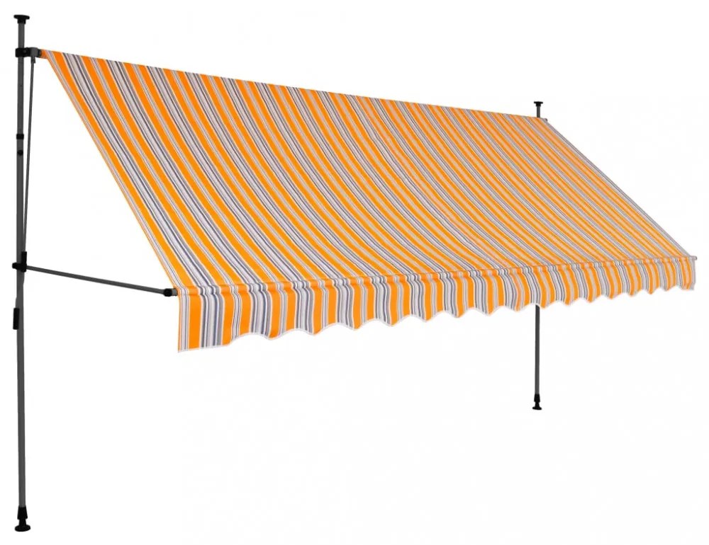 sárga és kék kézzel kihúzható LED-es napellenző 350 cm