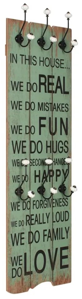 falra szerelhető fogas 6 akasztóval 120 x 40 cm „HAPPY LOVE”