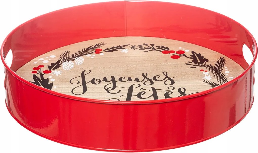 Dekorációs Tálca kerek Karácsonyi 35cm karácsonyra Szenteste