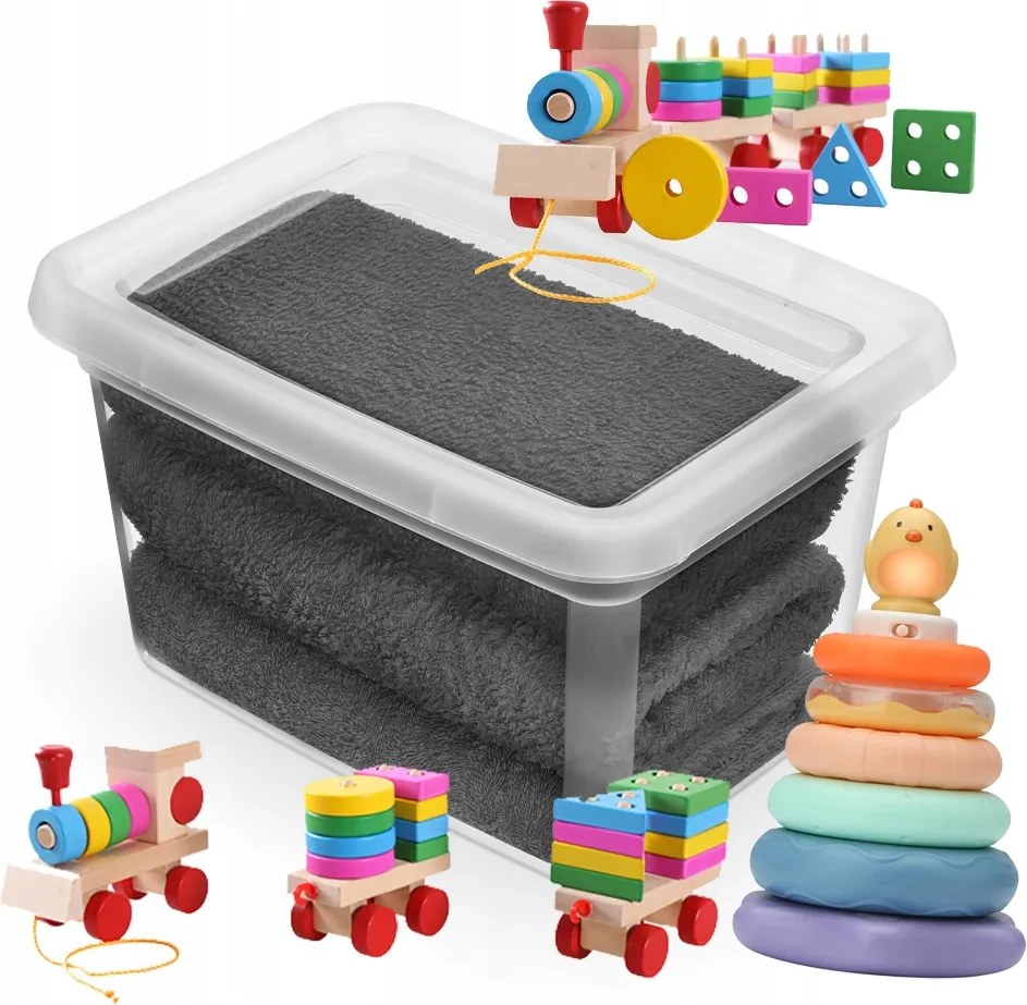 Tároló doboz műanyag nagy doboz játék doboz 20L fedél