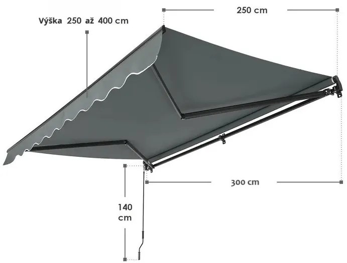 Juskys Napellenző 300 cm - szürke
