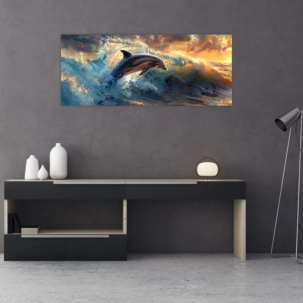 Kép - Delfin, illusztrációk (120x50 cm)