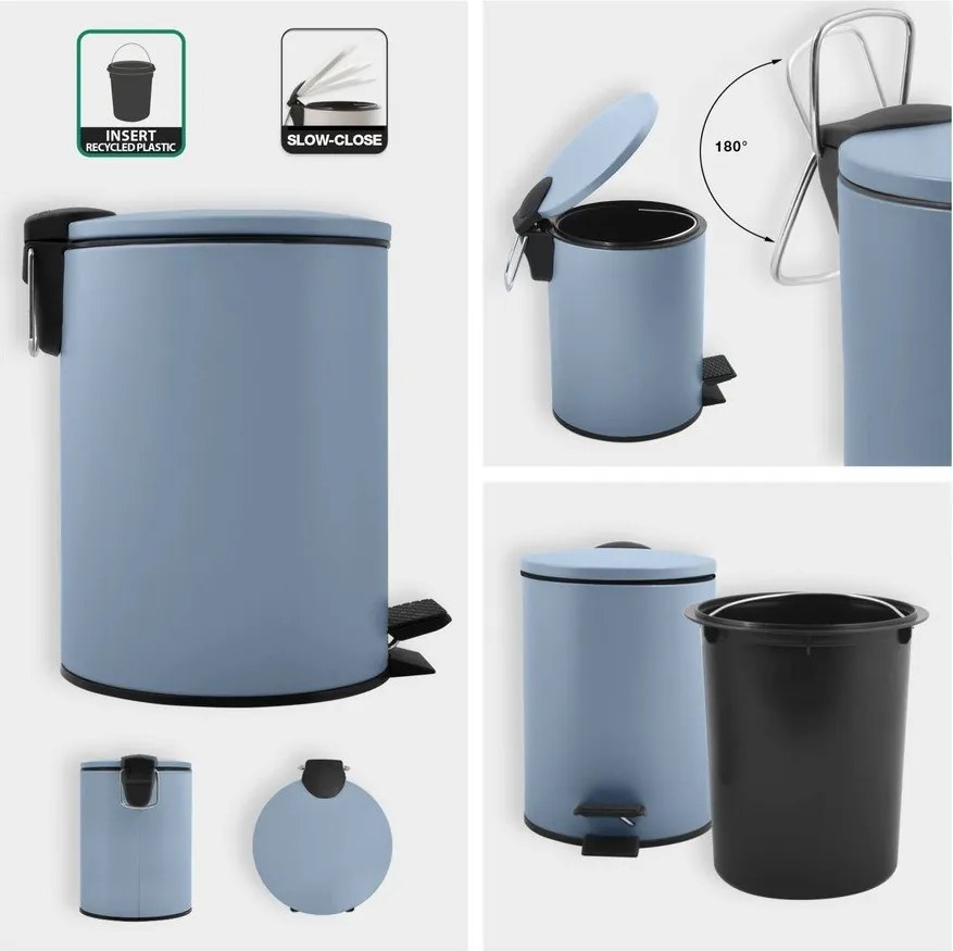 Világoskék acél pedálos szemetes 3 l Adelar – Spirella