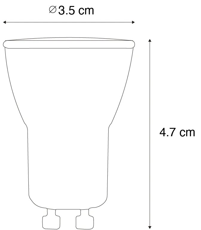 5 db-os GU10 3 fokozatban dimmelhető LED izzó 35 mm 4W 200 lm 2200K