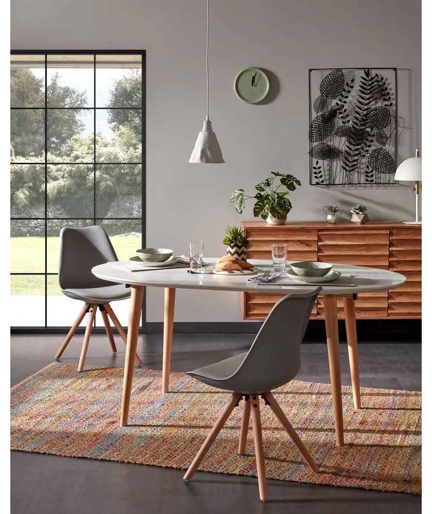 Fehér bővíthető étkezőasztal fehér asztallappal 90x120 cm Oqui – Kave Home