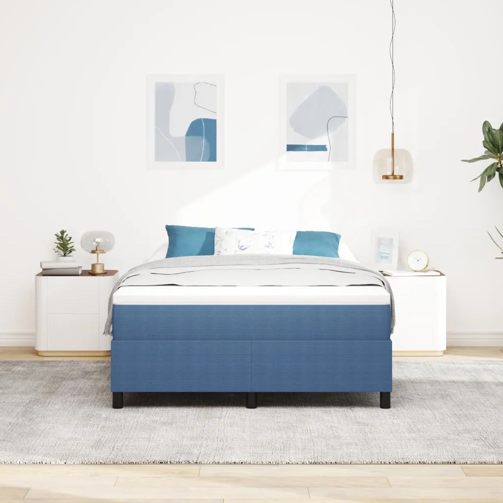 Boxspring Ágy Kék 160x200 cm Corduroy Szövet