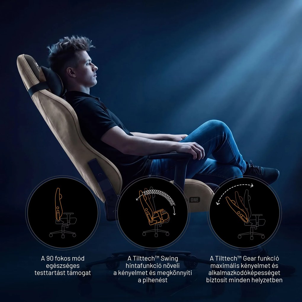 Gamer szék szövet King Size, fekete-bézs: Diablo X-One 2.0 Camel Black