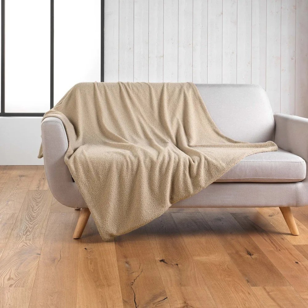 Bézs fleece takaró 180x220 cm Curly Wooly – douceur d'intérieur