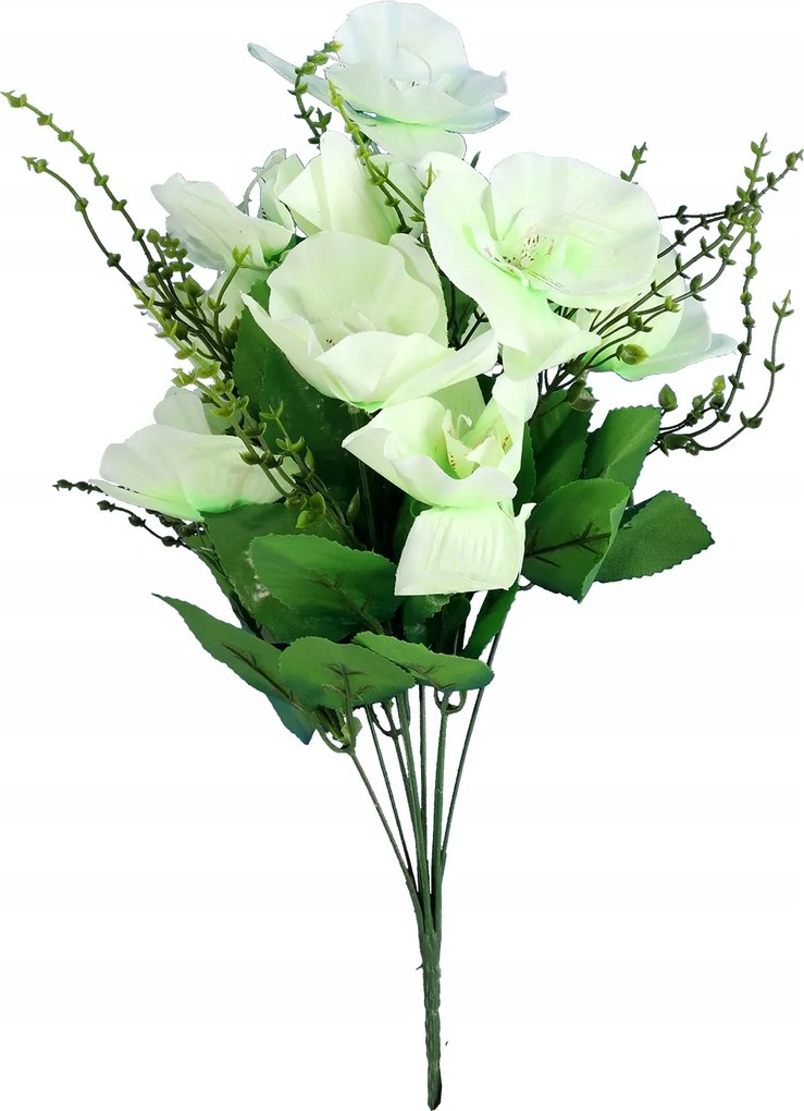 Mű Orchidea Csokor Fehér 45CM Lakásdekoráció Művirág