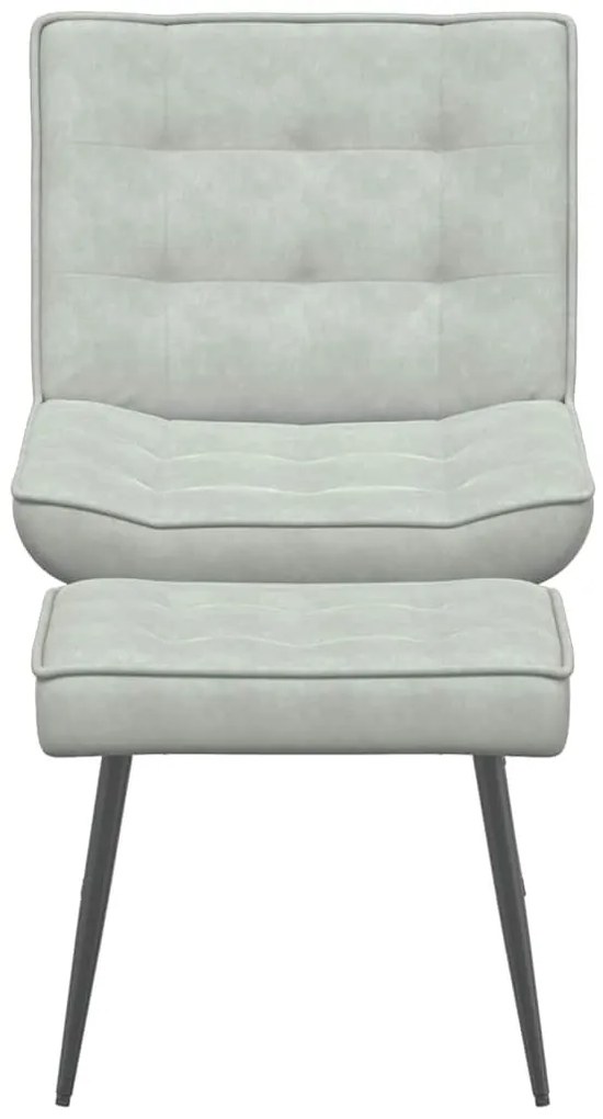 világosszürke bársony pihenőfotel lábtartóval