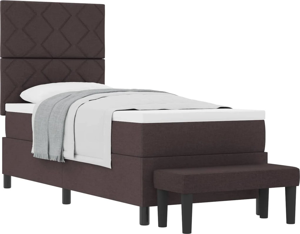 vidaXL Boxrugós ágy matracmal Sötét Barna 80 x 200 cm szövet