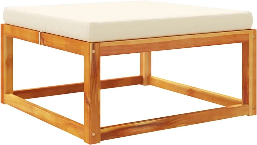 vidaXL tömör akácfa kerti lábzsámoly párnával 65 x 65 x 29 cm