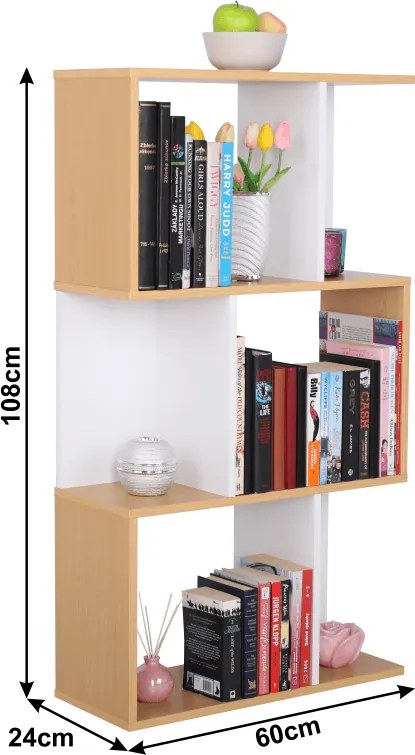 Könyvespolc, tűnyalábos fenyő/fehér, ERDEM NEW TYP 1