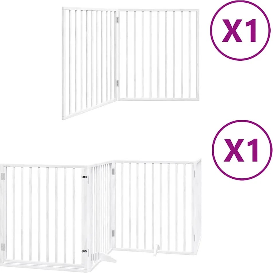 vidaXL fehér nyárfa 6 paneles összecsukható kutyakapu ajtóval 480 cm