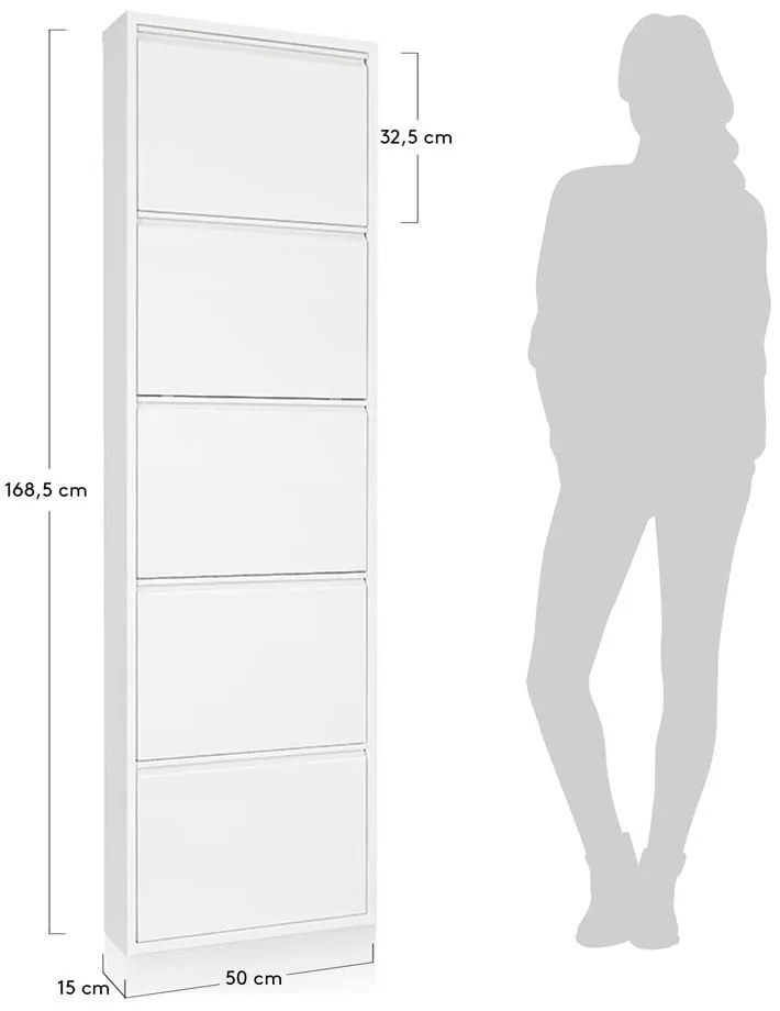 Fehér fém billenő ajtós cipőtartó 50x169x15 cm Ode – Kave Home