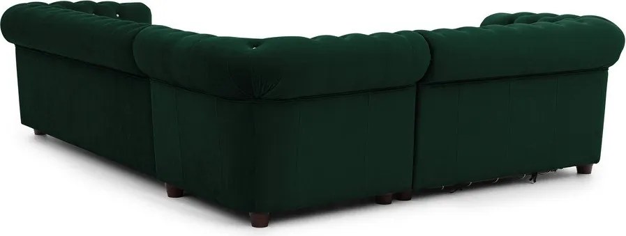 Zöld bársony kinyitható sarokkanapé (bal oldali-L alakú) York Blik – Ropez