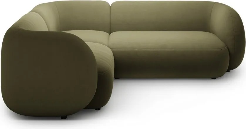 Zöld bársony sarokkanapé (bal oldali-L alakú) Kate – Micadoni