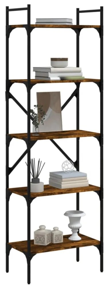 5 szintes füstös tölgy színű fa könyvespolc 56 x 31,5 x 174 cm