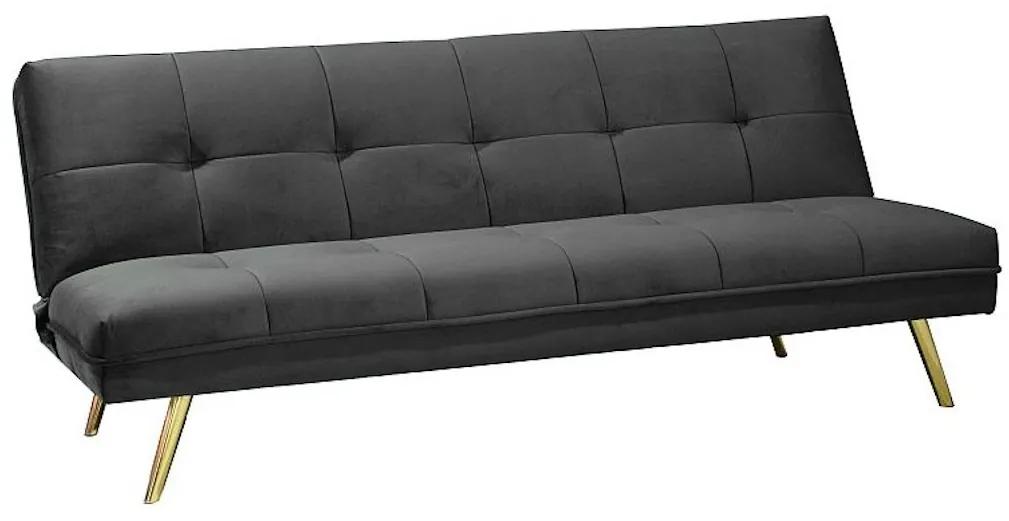 JULIANA Velvet ágyazható kanapé, 181x80x88, szürke