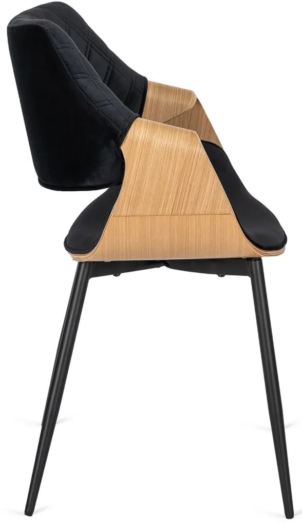 Elegáns Bársony Étkezőszék Fekete/Aranytölgy Színben. DAKOTA