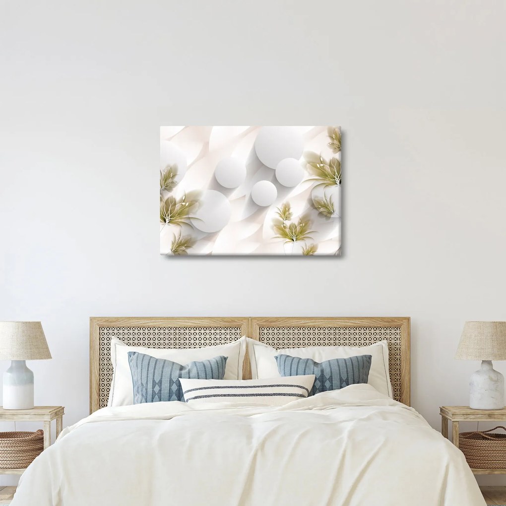 Kép - 3D körök virágokkal (70x50 cm)