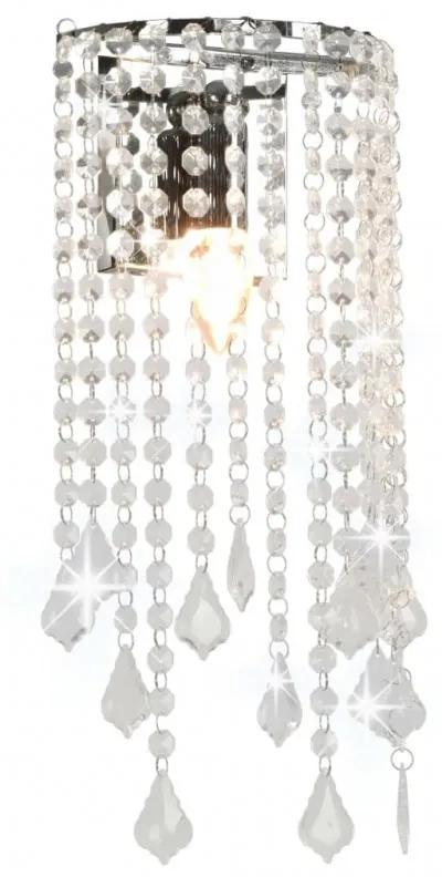 Ezüstszínű négyszögletes fali lámpa kristálygyöngyökkel E14