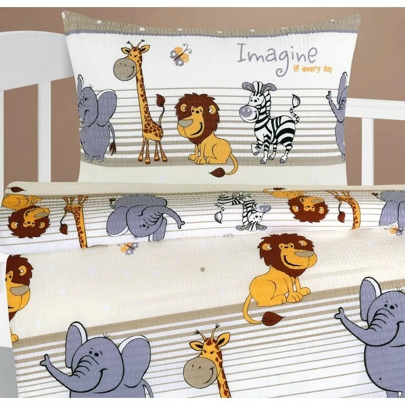 Bellatex Baby krepp ágynemű Agata Safari bézs, 90x 135 cm, 45 x 60 cm, 90 x 135 cm, 45 x 60 cm