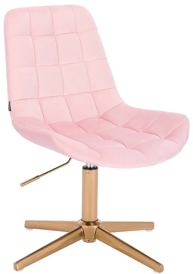 HR590CROSS Púderrózsaszín modern velúr szék arany lábbal