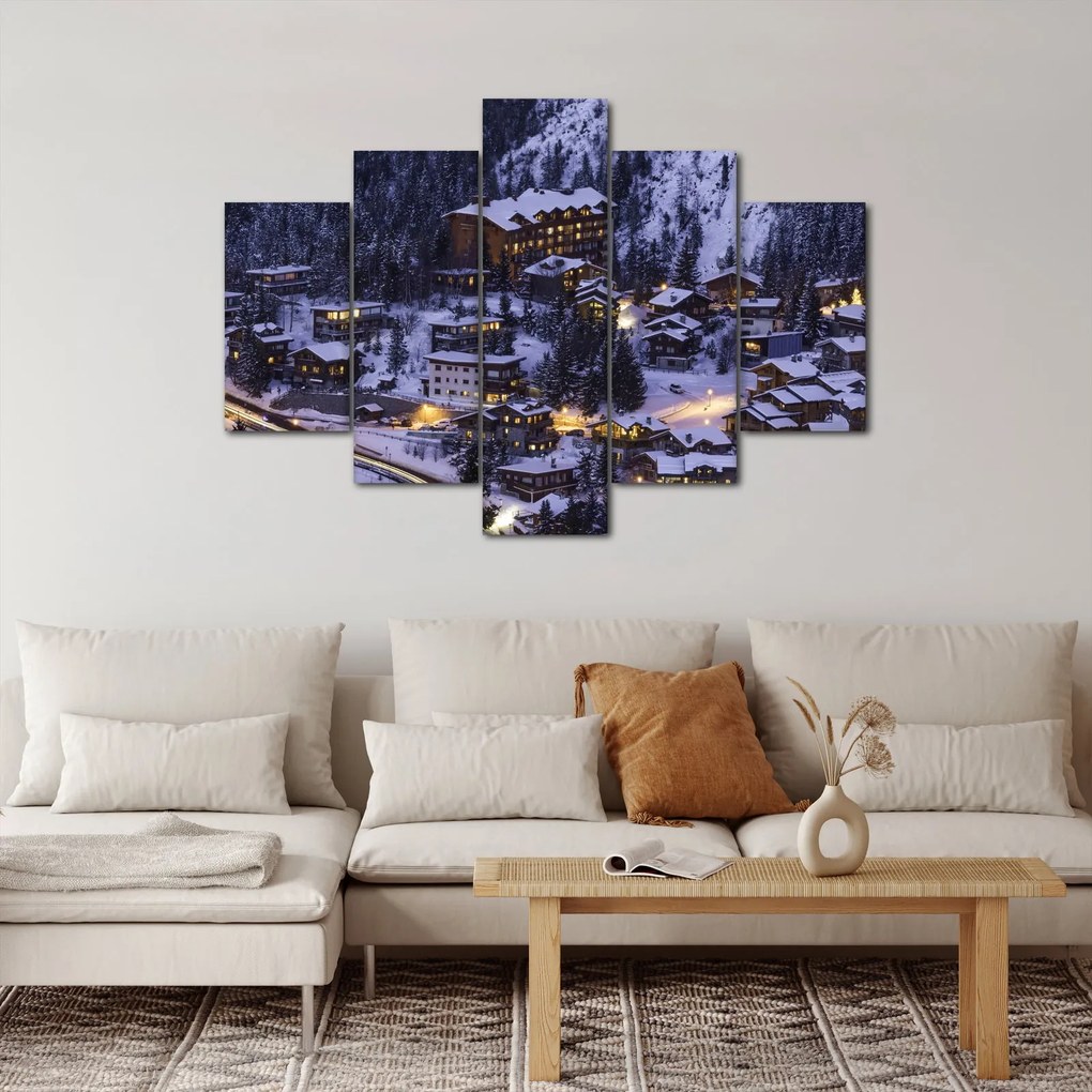 Kép - téli hegyi város (150x105 cm)