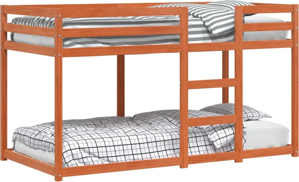vidaXL viaszbarna tömör fenyőfa emeletes ágy 90x190 cm