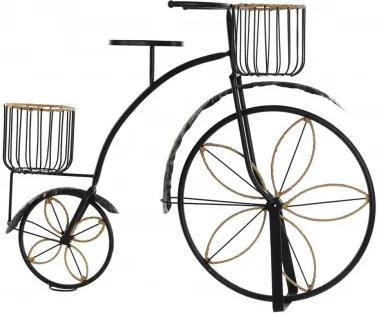 Fém bicikli virágtartó, fekete színben 5x20,5x57