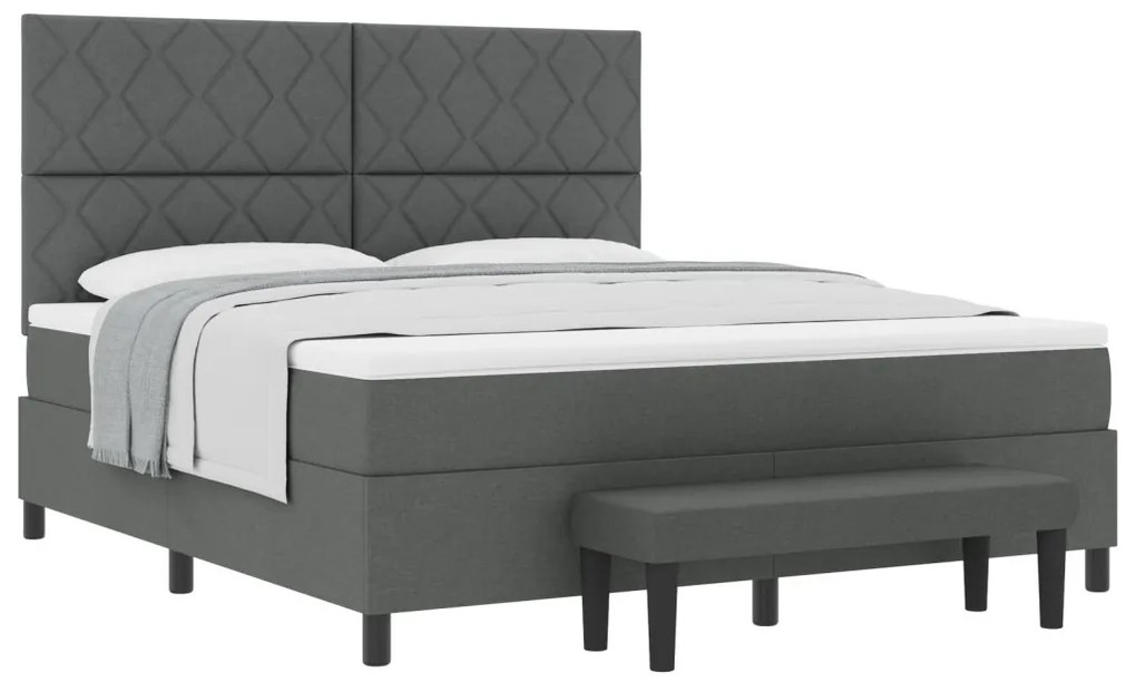 Box Spring Ágy Matraccal és Padal Sötétszürke 180x200 cm Szövet
