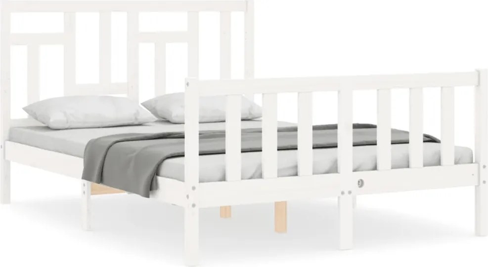 vidaXL fehér tömör fenyőfa ágy matrac nélkül 120 x 200 cm