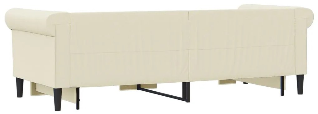 krémszínű kihúzható műbőr heverő fiókkal 90 x 200 cm