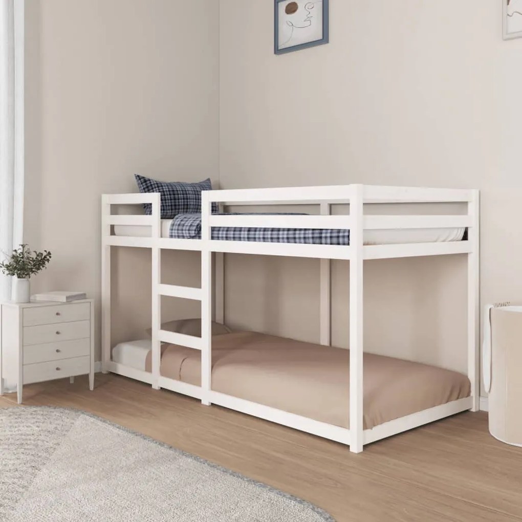 fehér tömör fenyőfa emeletes ágy 90 x 200 cm