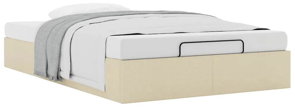 Ottomán krémszínű szövet ágykeret matrac nélkül 120x200 cm