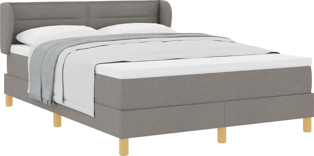 vidaXL Boxrugós ágy matracmal fejtámlával Tópszínű 140 x 190 cm szövet