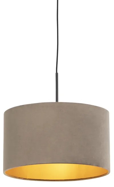 Lógólámpa taupe bársony árnyékolóval, aranyozott, 35 cm - Combi
