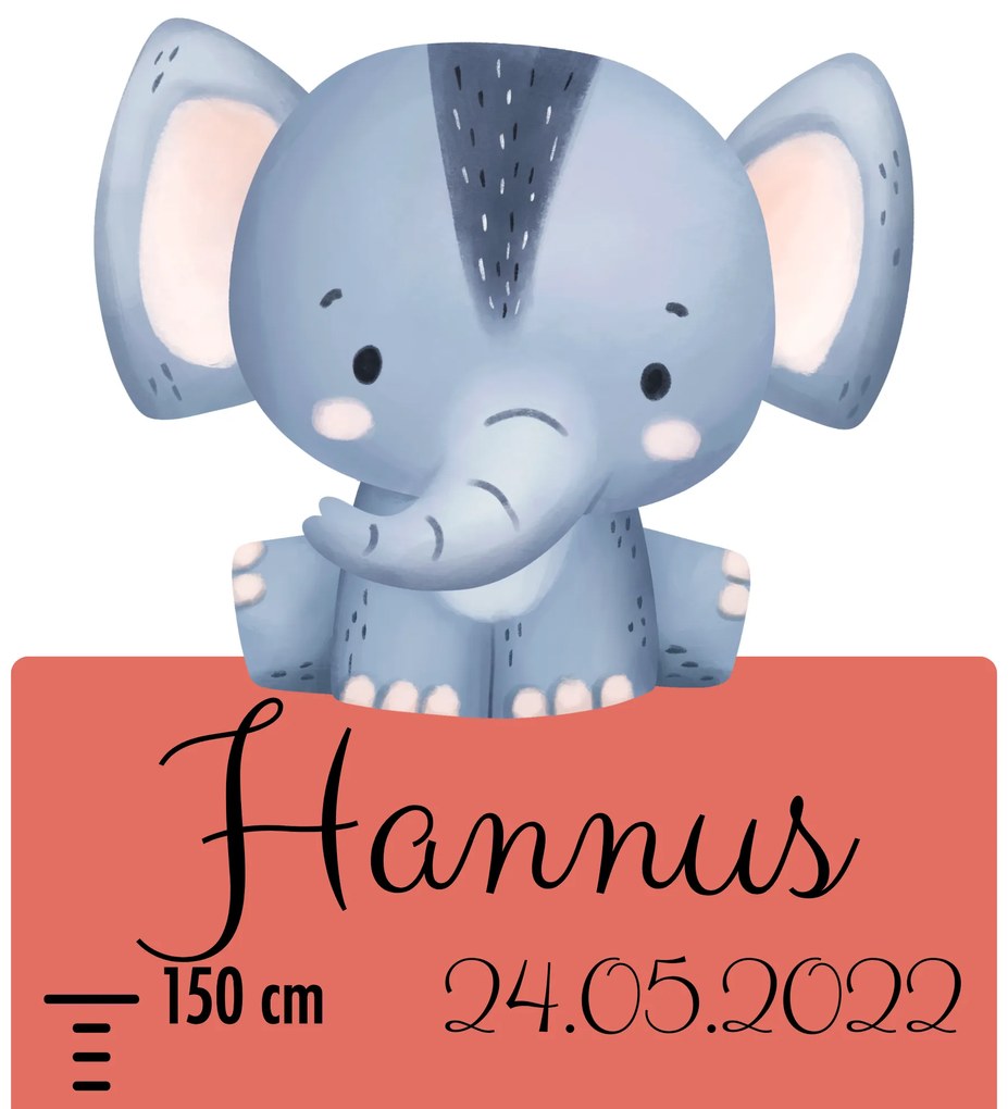 PIPPER. Textil falmatrica "Gyermek magasságmérő névvel - Szafari 2"
