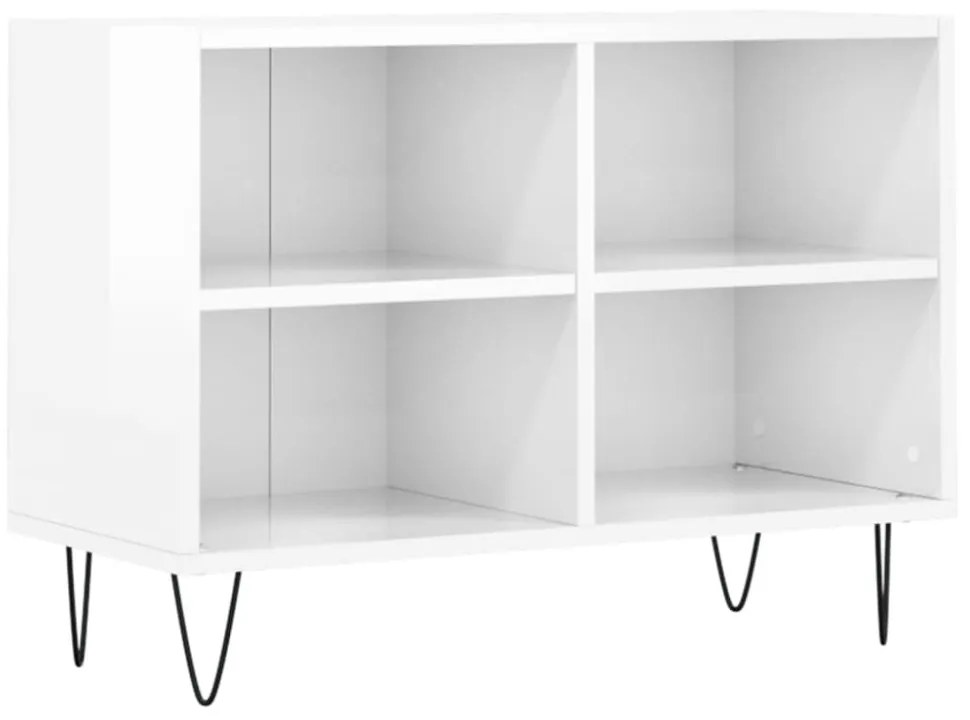 fehér magasfényű szerelt fa TV-szekrény 69,5x30x50 cm