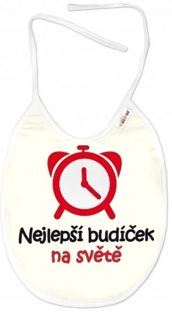 Baba Nellys vízálló előke 24 x 27 cm - A világ legjobb ébresztőórája - krém