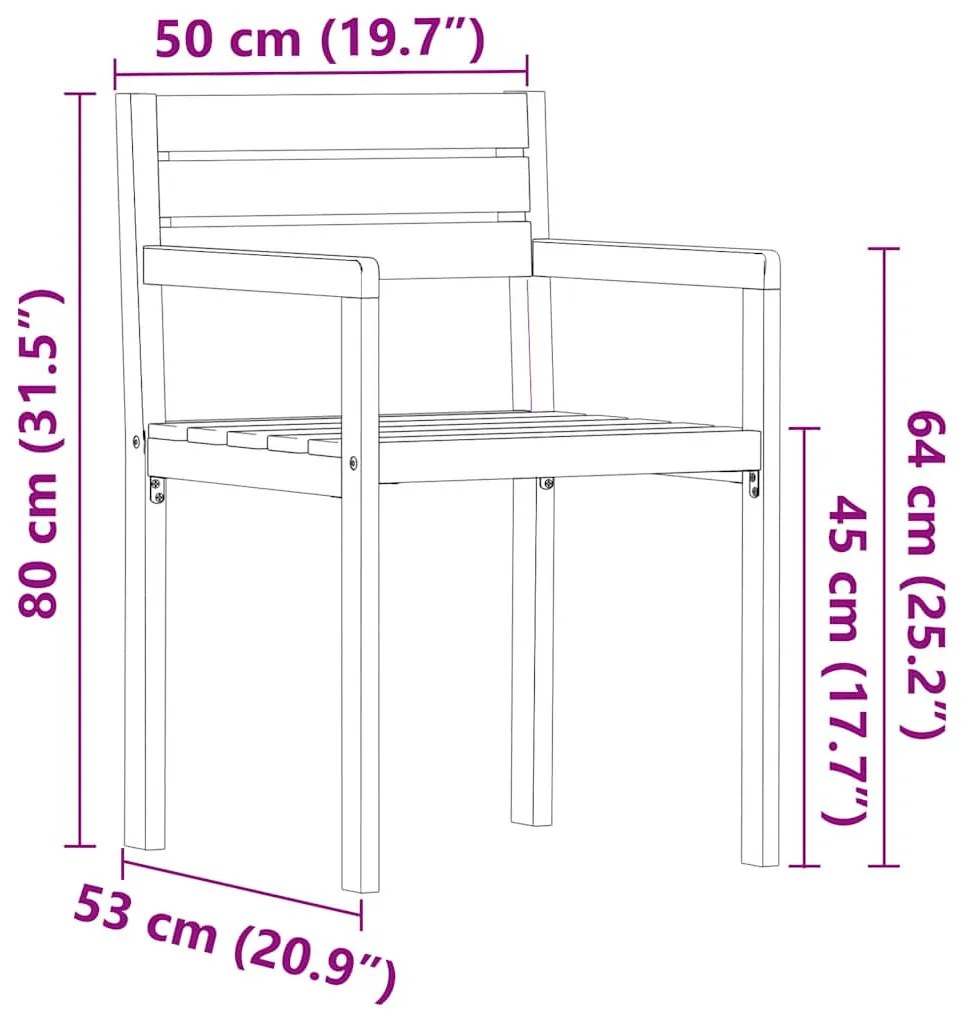 4 db tömör akácfa kerti szék 50 x 53 x 80 cm
