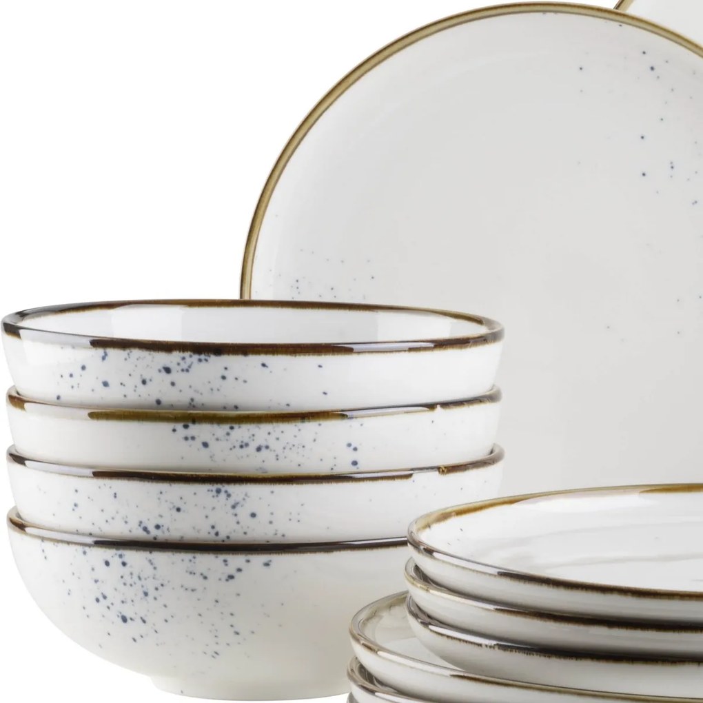 Mäser 16 részes edénykészlet Pintar White kékpöttyös