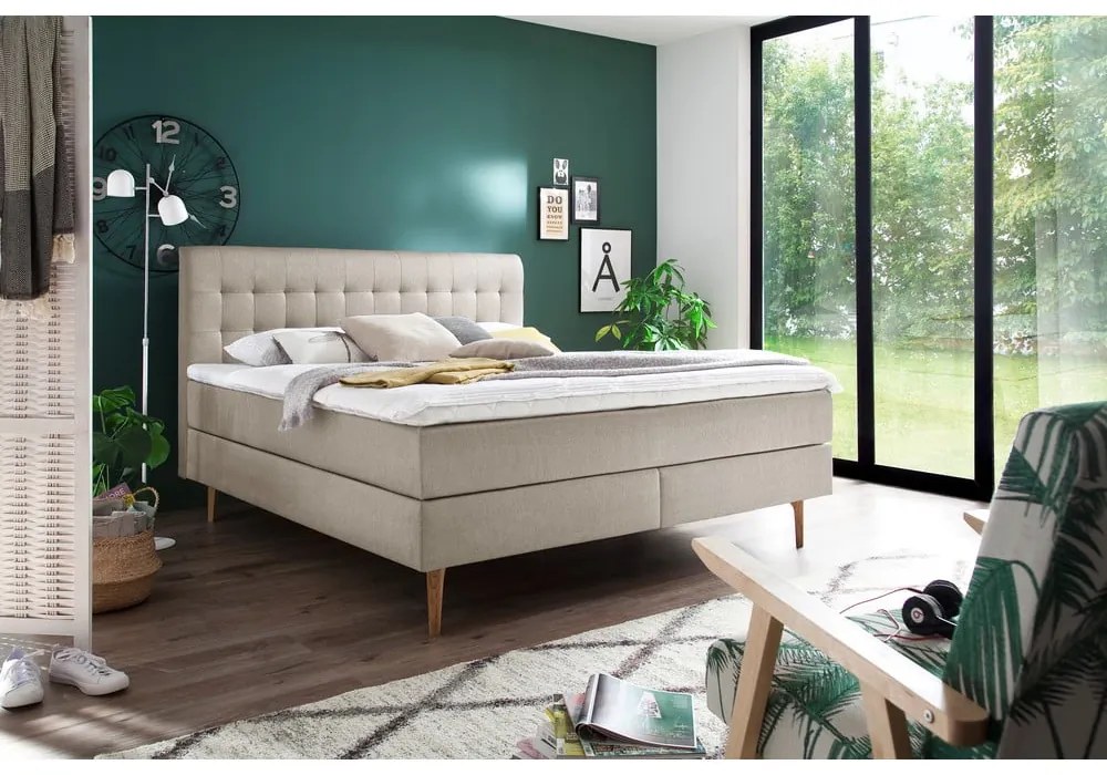 Bézs boxspring ágy 160x200 cm Massello – Meise Möbel