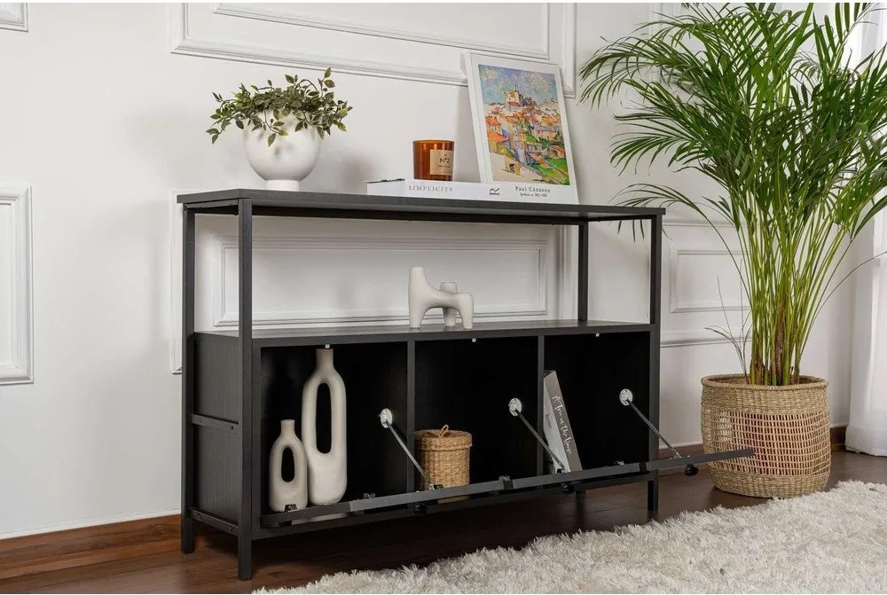 Fekete matt konzolasztal 29,5x120 cm Solace – Kalune Design