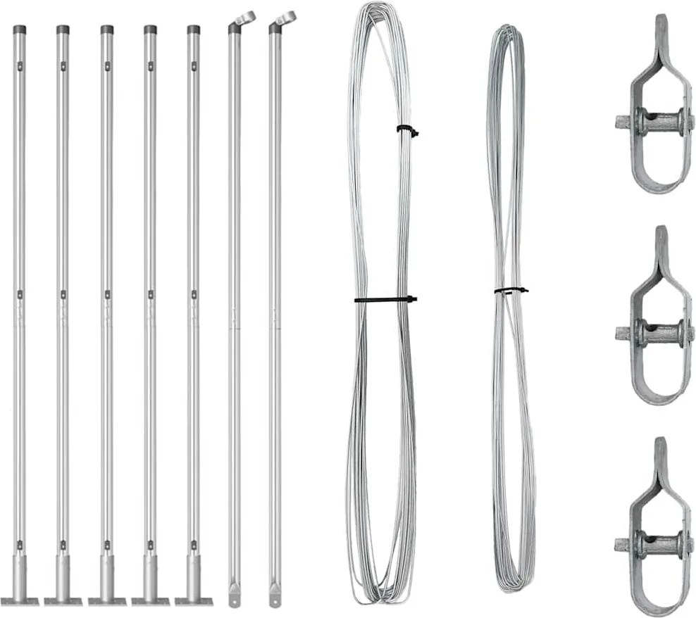 vidaXL Kerítésoszlop 7 pcs Ezüst Acél